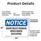 Signmission Door Must Remain Open When Occupied, 24 in W x Rectangle, Plastic OS-2PACK-NS-P-1824-L-11508 - alternate 2